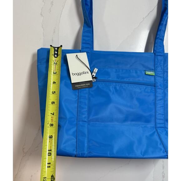 NEW! Baggallini Expandable Tote Blue Nylon Shopper Carryall Bag - Picture 11 of 12